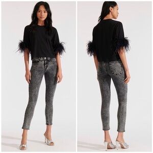 Veronica Beard Brooke Midrise Skinny Jeans Sz 26 27 2 4 black gray punk grunge